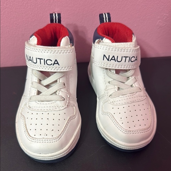 Nautica Other - Nautica White and Red Low-Top Sneakers with Velcro